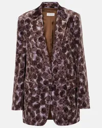 Dries van Noten Blazer in misto cotone con stampa Viola