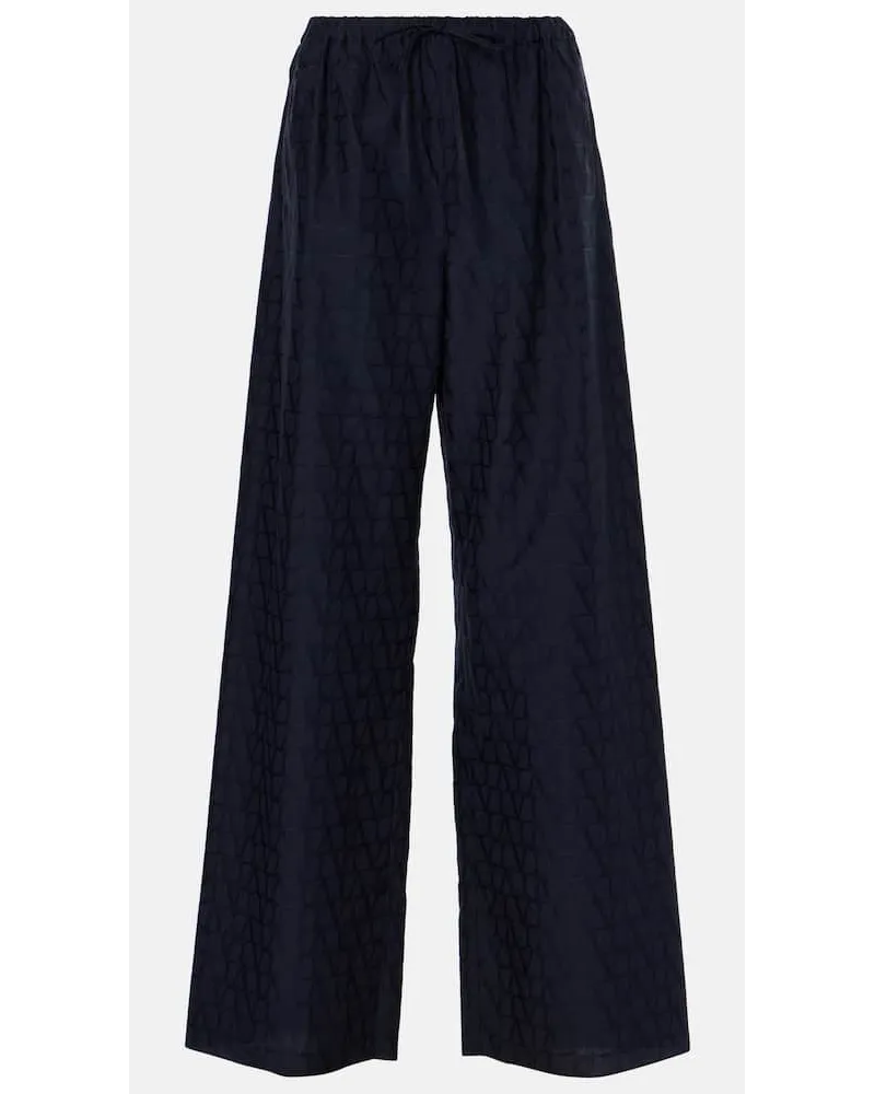 Valentino Garavani Pantaloni a gamba larga in popeline Blu