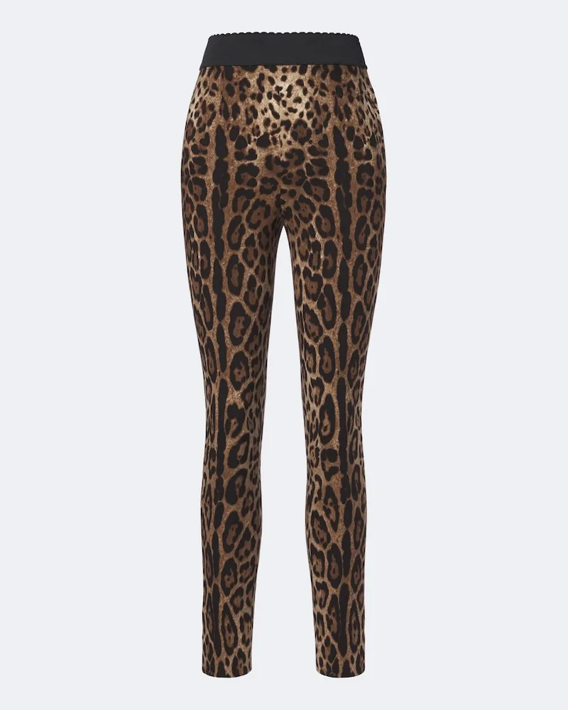 Dolce & Gabbana Leggings con stampa leopardata Marrone