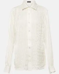 Tom Ford Camicia in seta a righe Bianco