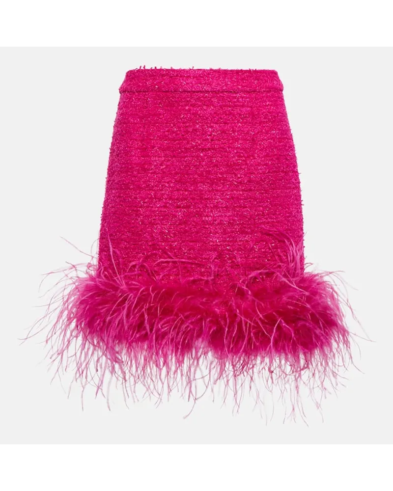 Rebecca Vallance Minigonna in tweed con piume Rosa