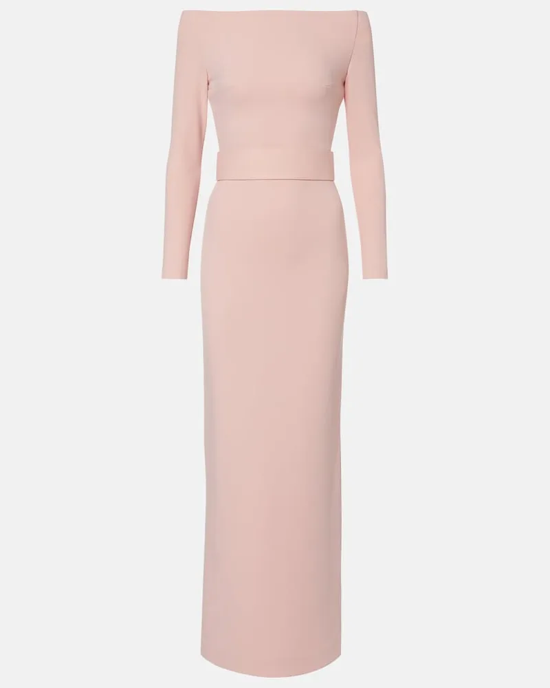Solace London Abito lungo Sabina off-shoulder Rosa
