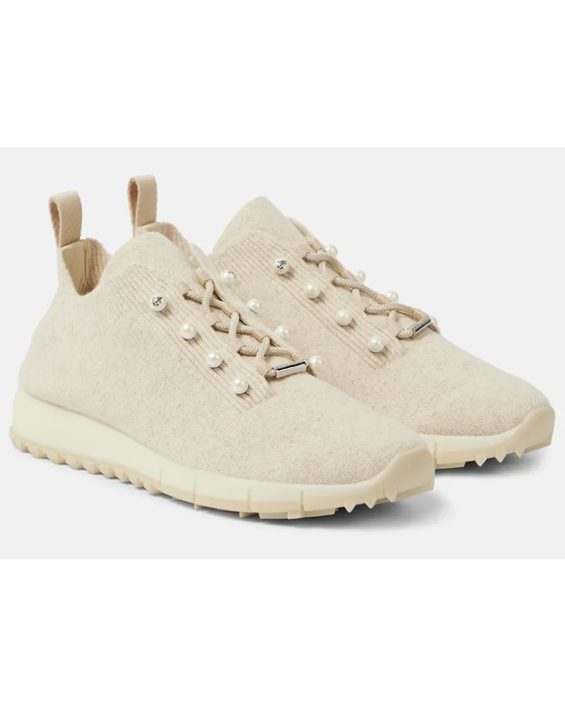 Jimmy Choo Sneakers Veles in maglia Beige