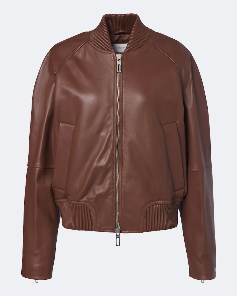 SPORTMAX Giacca bomber in pelle Marrone