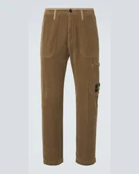 Stone Island Pantaloni cargo Compass in velluto a coste Marrone