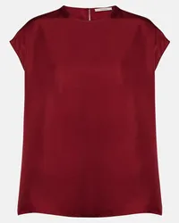 ASCENO Top Dasha in twill di seta Borgogna