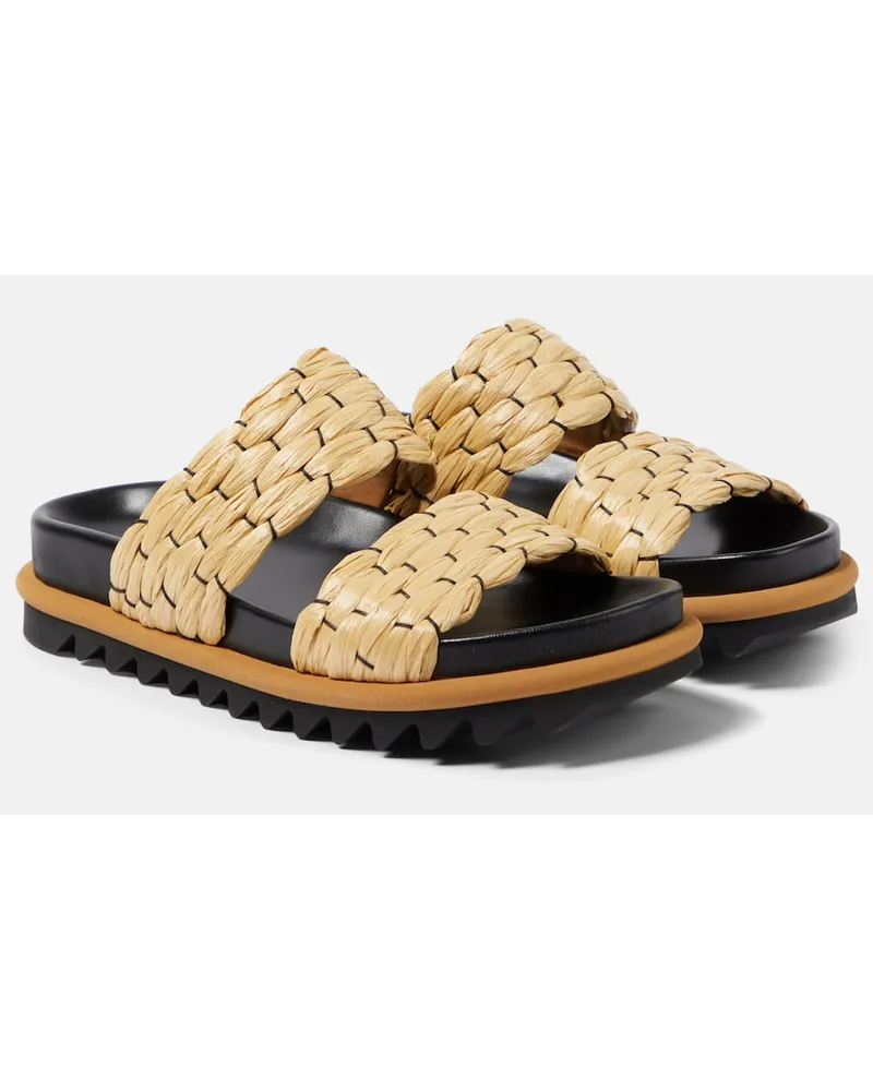 Dries van Noten Sandali in rafia e pelle intrecciata Beige