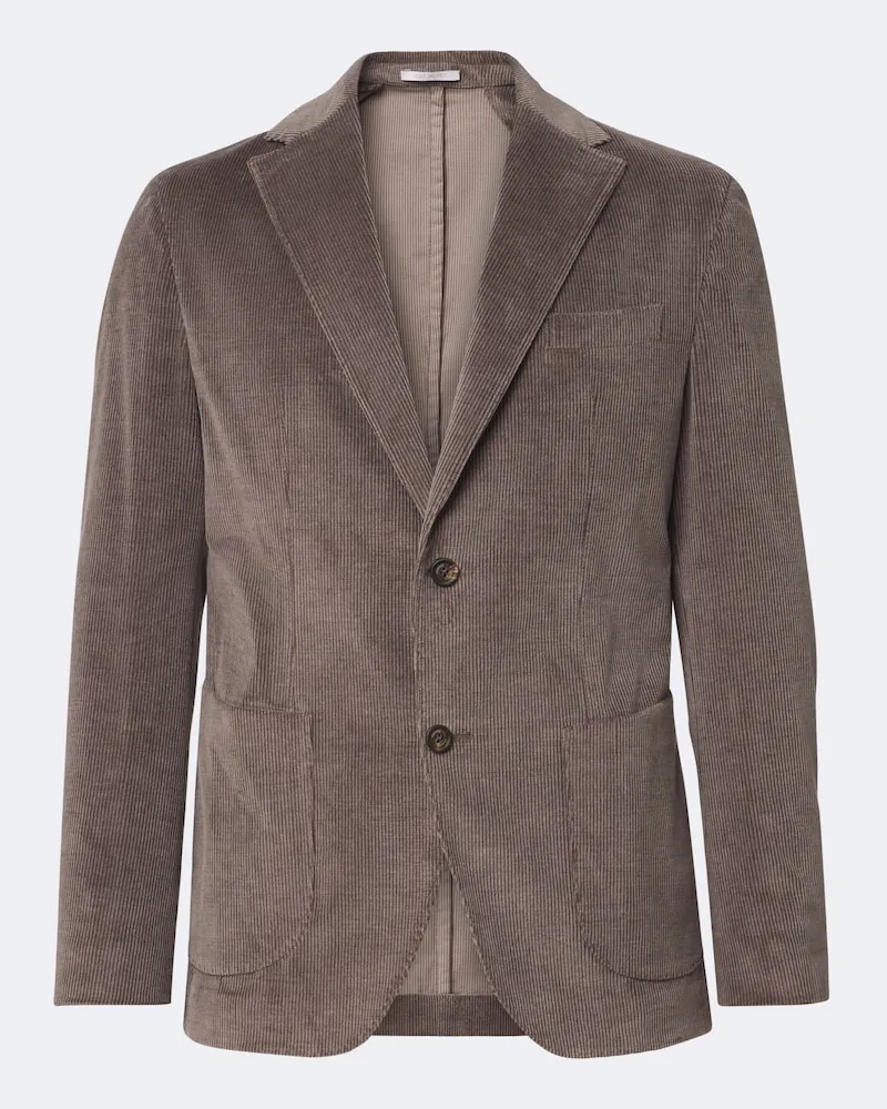Eleventy Blazer in velluto di cotone e cashmere a coste Marrone