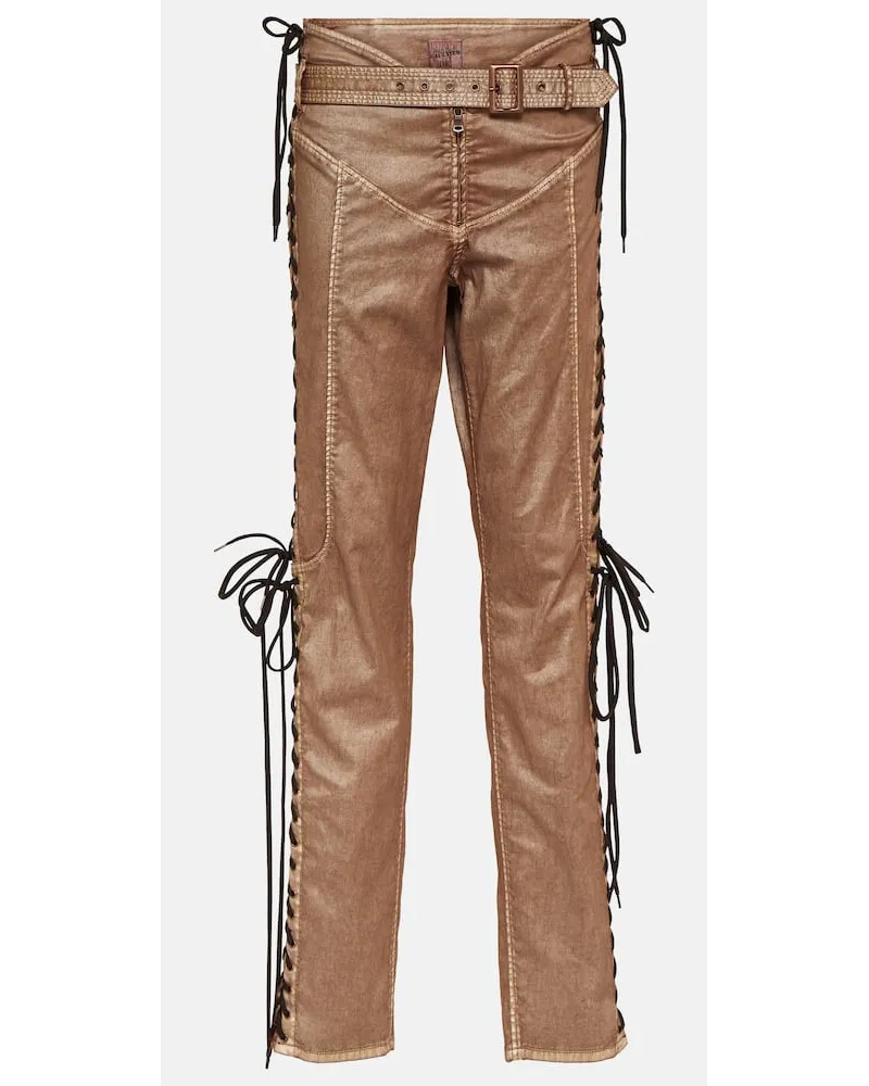 Jean Paul Gaultier x KNWLS - Pantaloni in denim a vita bassa Marrone