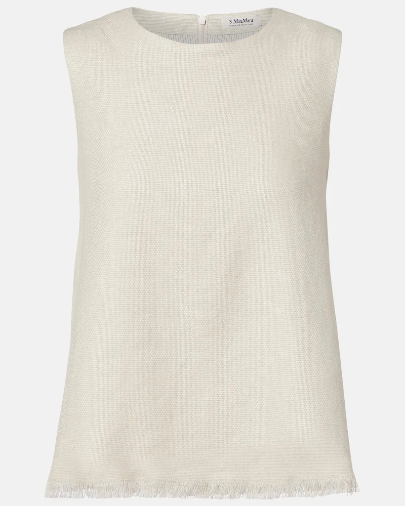 Max Mara Top Manika in lino e cotone Beige