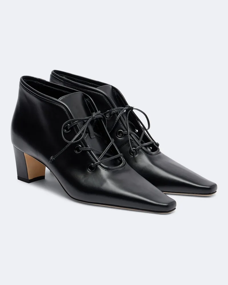 Manolo Blahnik Stivali stringati Fuxa in pelle Nero