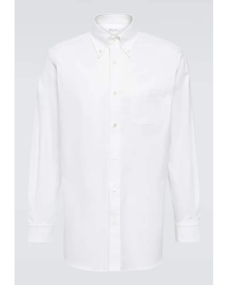 Loro Piana Camicia Oxford Agui in popeline di cotone Bianco