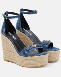 Versace Espadrillas con zeppa Barocco in denim Blu