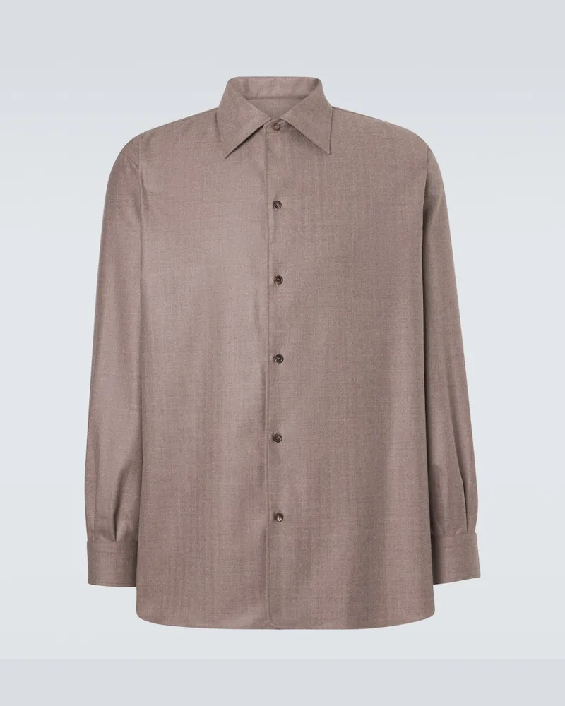 Loro Piana Camicia Franco in lana vergine Beige