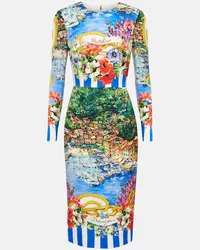 Dolce & Gabbana Abito midi Portofino in misto seta con stampa Multicolore