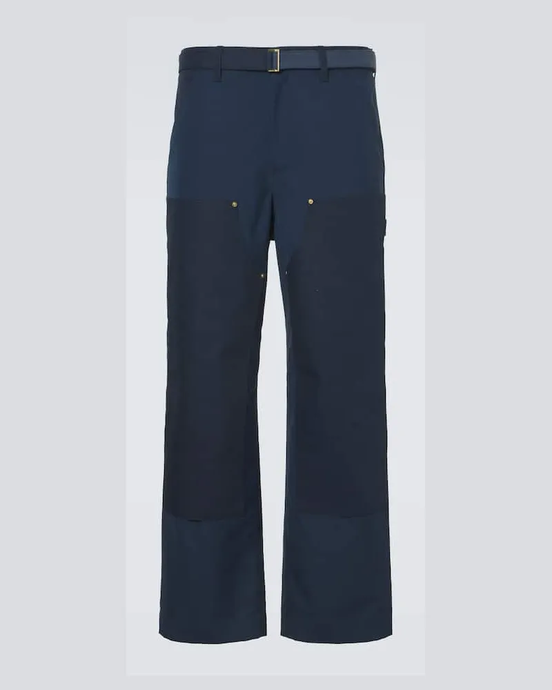 Sacai Pantaloni a gamba larga con cintura Blu
