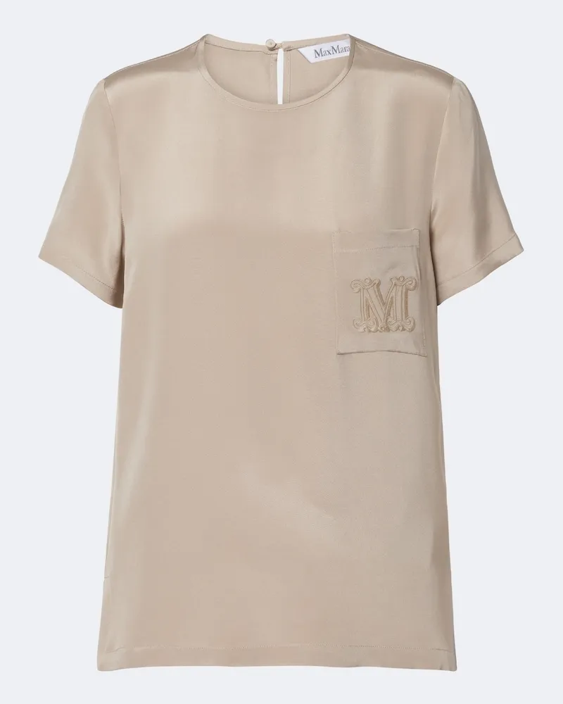 Max Mara Top in seta con logo Grigio