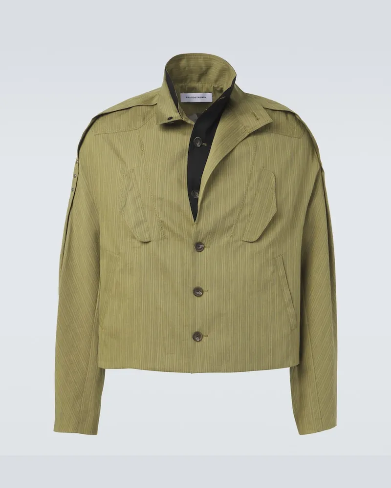 KIKO KOSTADINOV Giacca Egreta in misto cotone a righe Verde