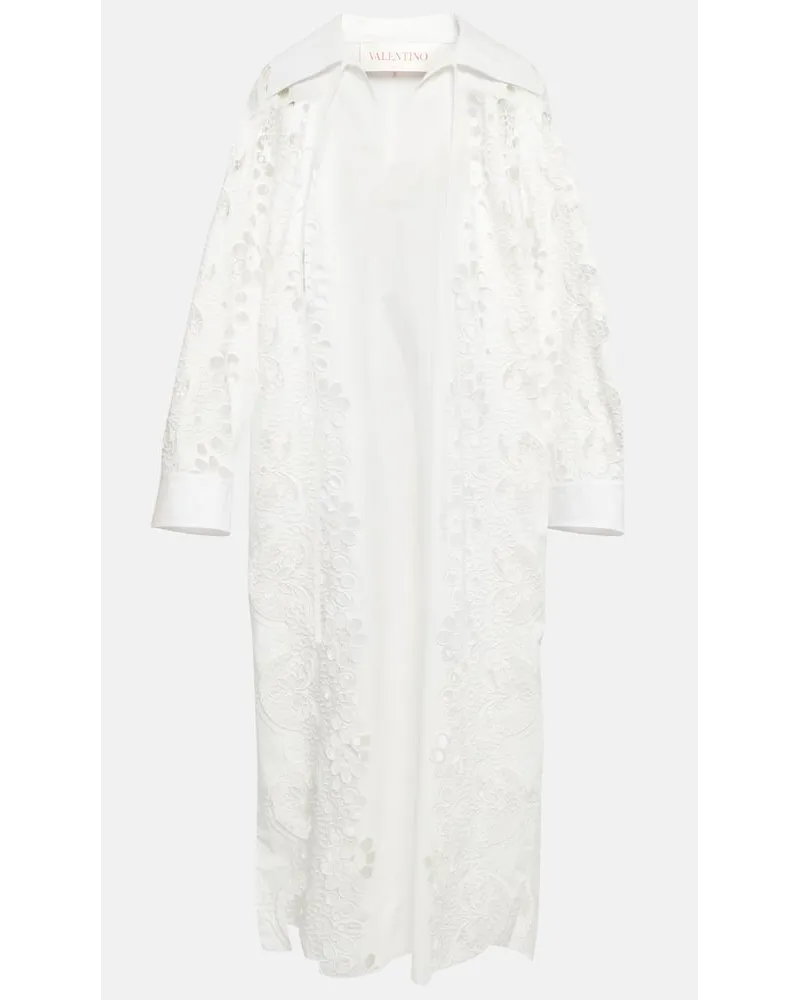 Valentino Garavani Abito midi in cotone con ricamo Bianco