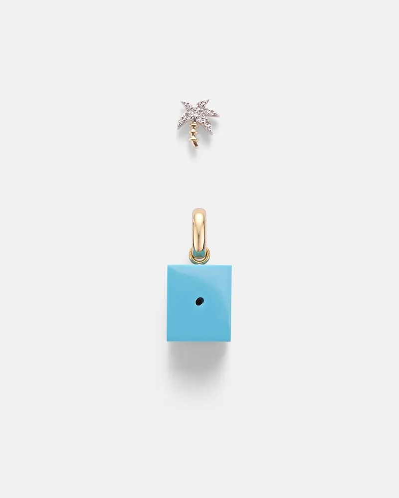Yvonne Léon Yvonne Léon Orecchino Palmier e Le Cubo in oro 9kt con turchesi e diamanti Oro