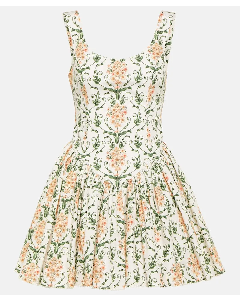 AGUA BENDITA Abito corsetto Pluma in cotone con stampa floreale Bianco