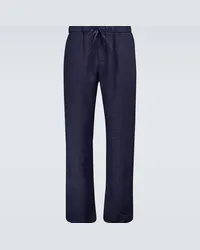 Frescobol Carioca Pantaloni chino in lino e cotone Blu