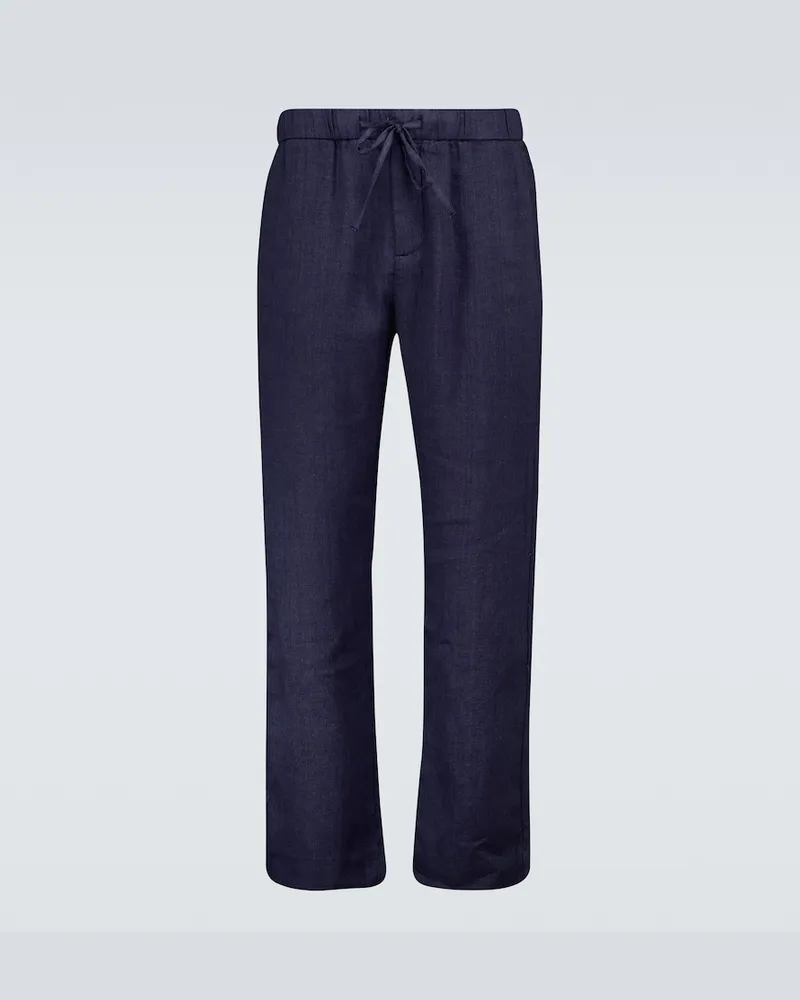 Frescobol Carioca Pantaloni chino in lino e cotone Blu