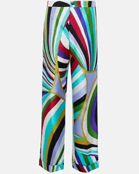 Emilio Pucci Pantaloni regular Iride in seta Multicolore