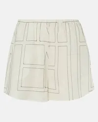 Totême Shorts in misto cotone con monogramma Bianco