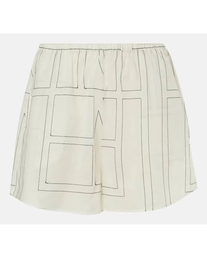 Totême Shorts in misto cotone con monogramma Bianco