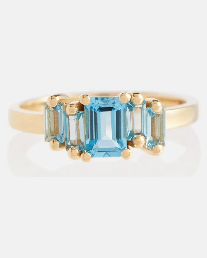 Suzanne Kalan Anello Amalfi in oro 14kt con smeraldi e topazi Blu