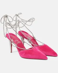 Christian Louboutin Pumps Astrid Lace Strass 85 in velluto Rosa