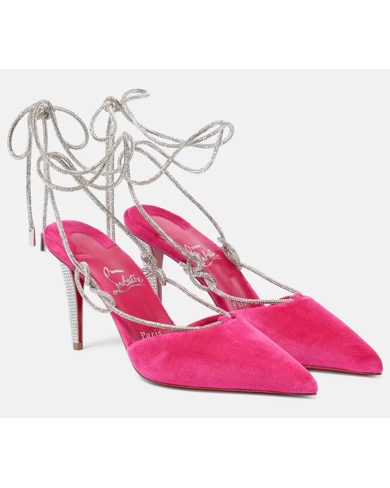 Christian Louboutin Pumps Astrid Lace Strass 85 in velluto Rosa