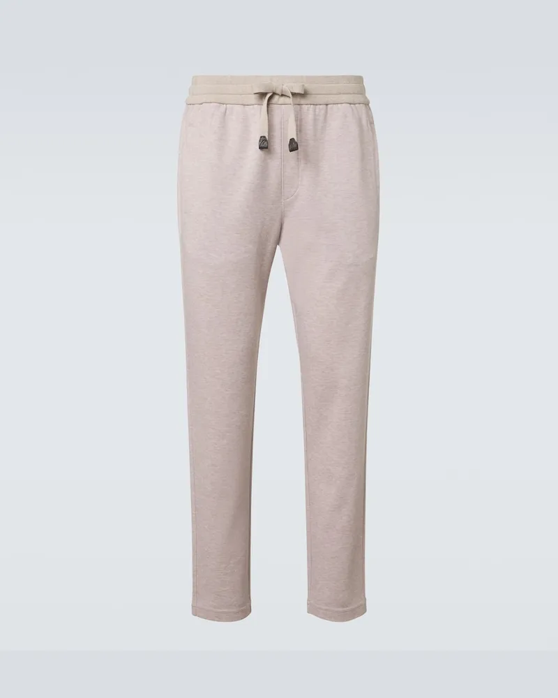 Brioni Pantaloni sportivi in misto cotone Beige