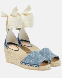 Gucci Sandali espadrillas Pilar in denim GG con zeppa Blu