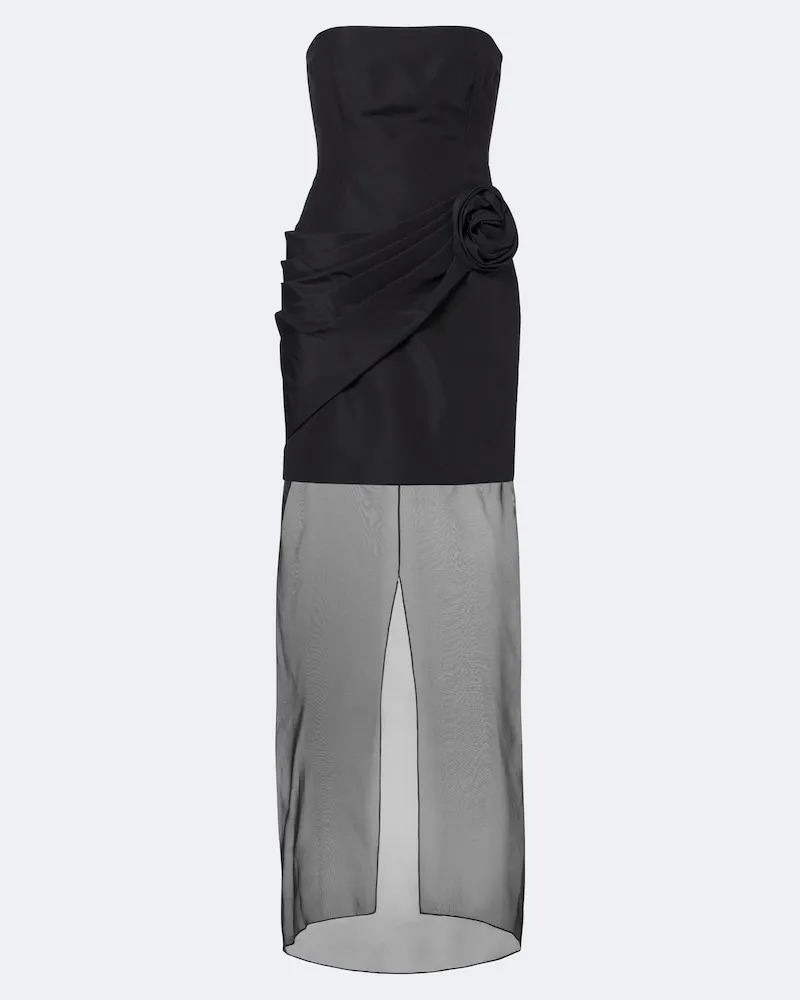 Carolina Herrera New York Abito lungo bustier in seta e organza Nero