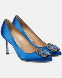 Manolo Blahnik Pumps Hangisi 90 in raso con cristalli Blu