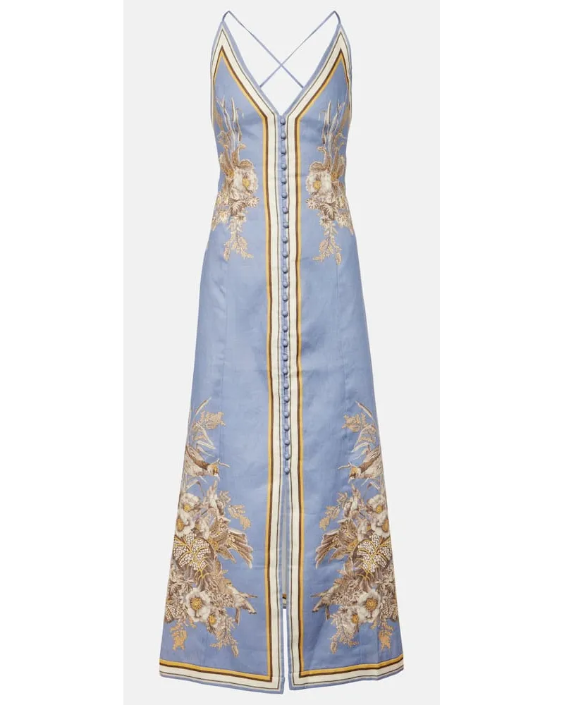 Zimmermann Abito Ottie in lino con stampa Multicolore