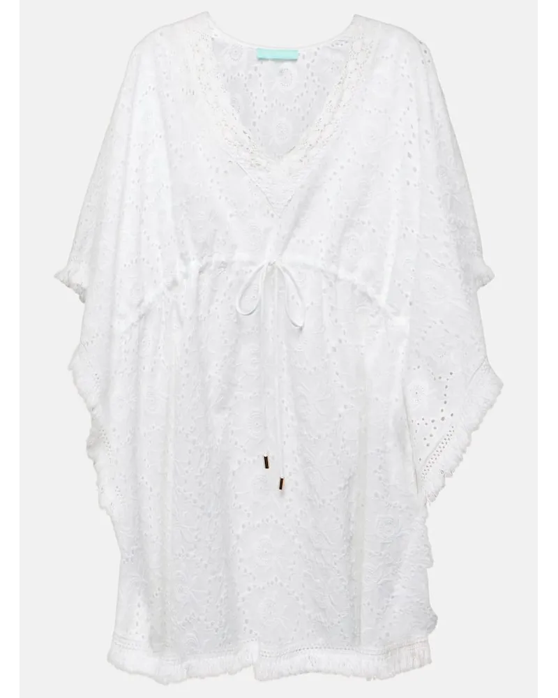 Melissa Odabash Caftano Ivy in cotone sangallo Bianco