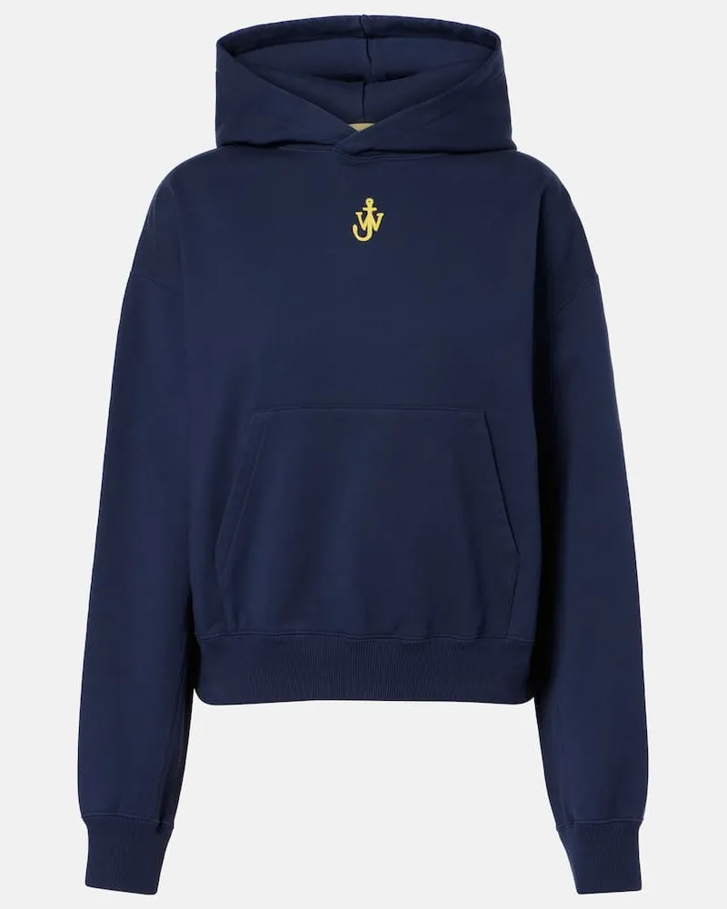 J.W.Anderson Felpa cropped Anchor con cappuccio Blu