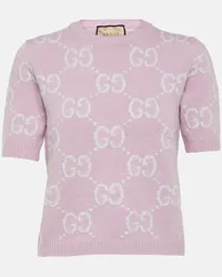 Gucci Top in lana GG Rosa