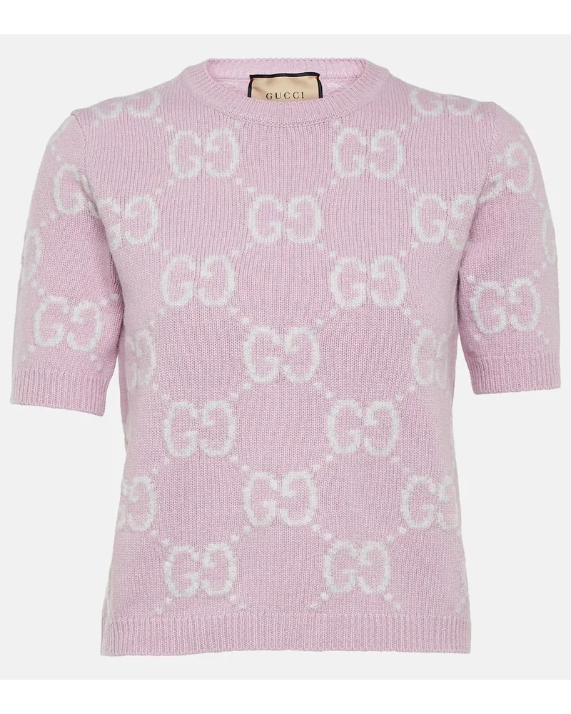 Gucci Top in lana GG Rosa