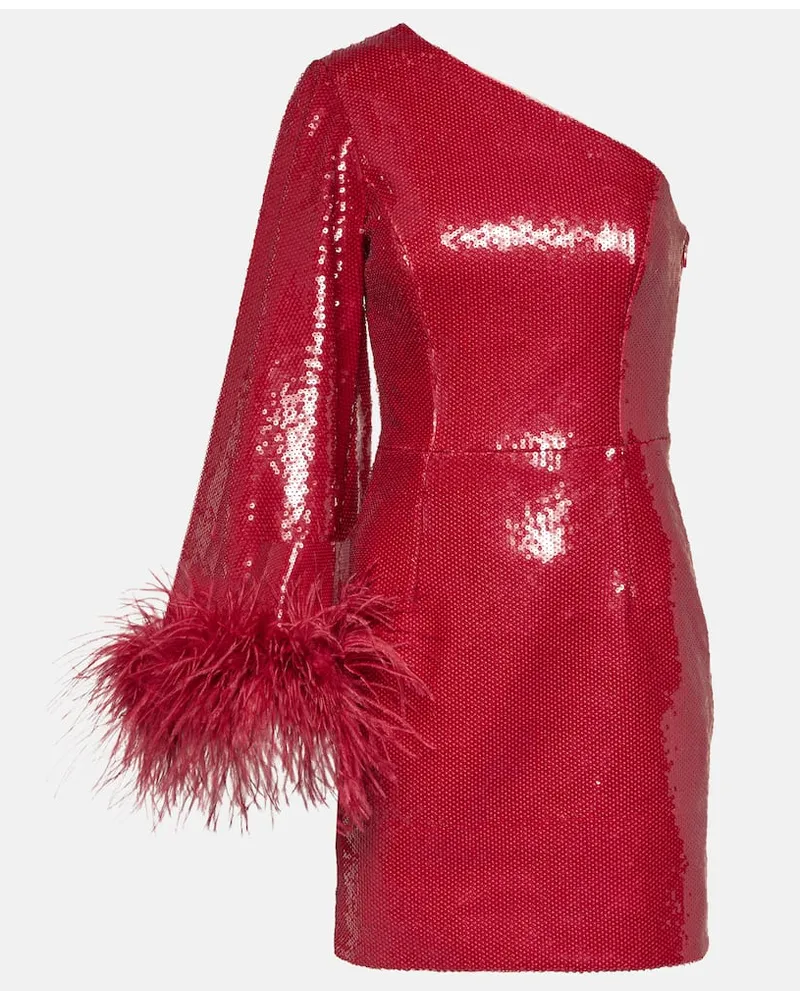 Rebecca Vallance Miniabito Nika con piume Rosso