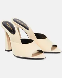 Saint Laurent Mules Suite in raso di seta Beige