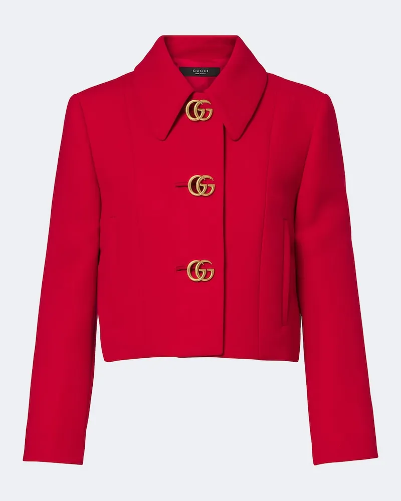 Gucci Giacca Double G cropped in crêpe di lana Rosso