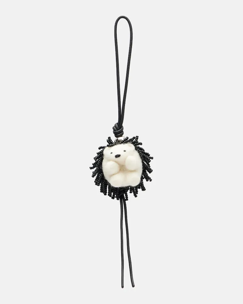 Loewe Charm per borsa Hedgehog in lana con perline Nero