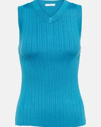 Co Tank top in seta con scollo a V Blu