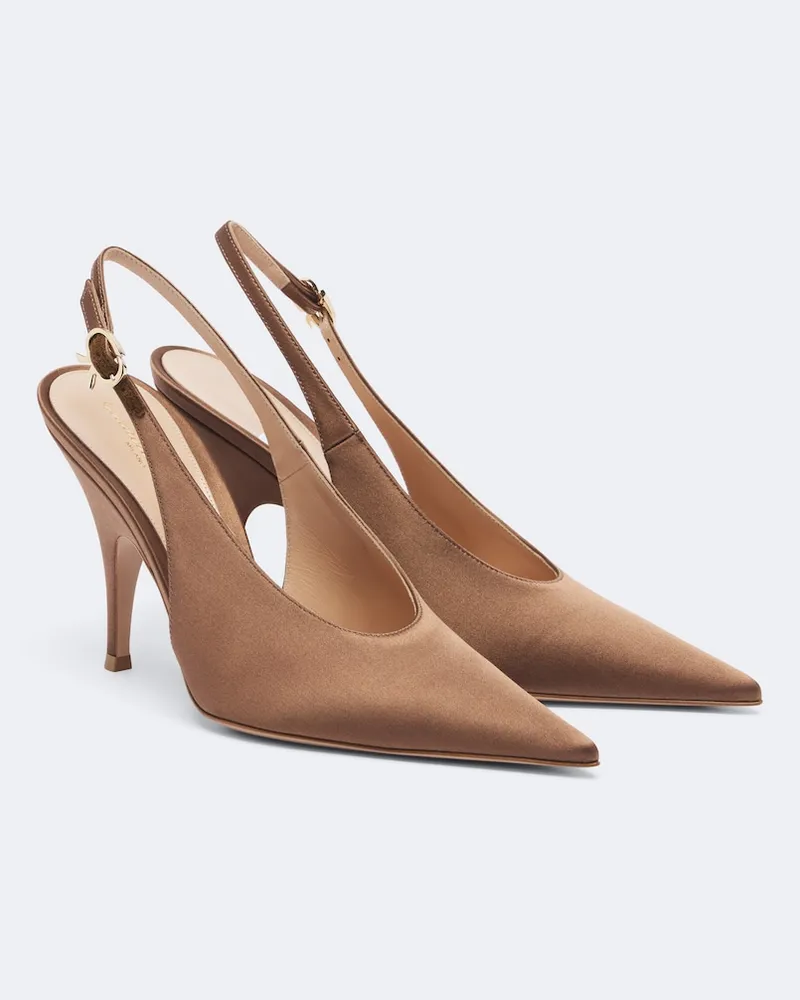 Gianvito Rossi Pumps slingback Sofia in raso Marrone