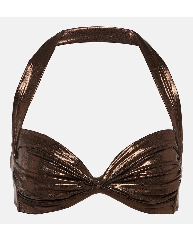 Norma Kamali Top bikini Bill metallizzato Marrone