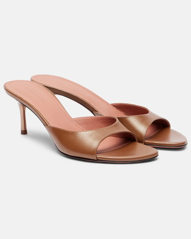 Amina Muaddi Mules Jeanne 60 in pelle Marrone